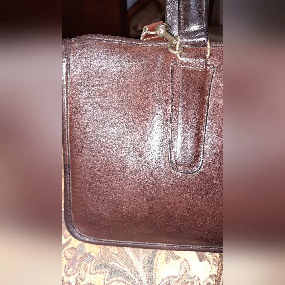 VINTAGE COACH NYC Bonnie Cashin Leather Satchel Slim Bag Mahogany Brown 60s 70s - Picture 9 of 16